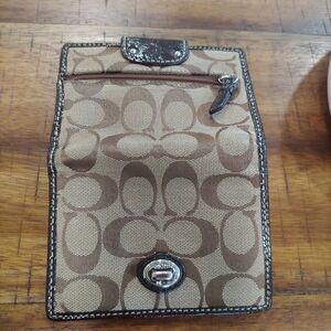 Coach Brown and Tan Monogram Wallet
